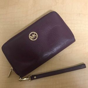 Michael Kors Leather Plum Wallet/Wristlet